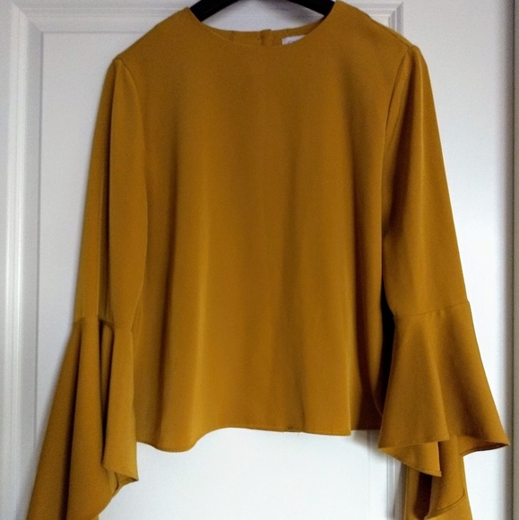 mustard yellow bell sleeve top
